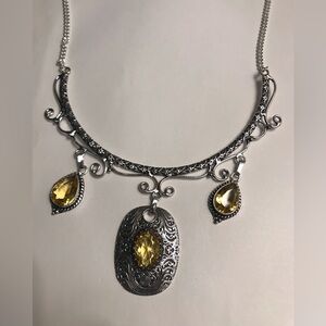 Citrine Stamped 925 Sterling Silver Necklace
